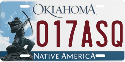 OK license plate 017ASQ