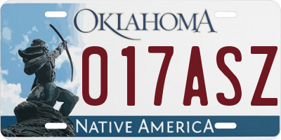 OK license plate 017ASZ