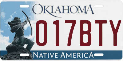 OK license plate 017BTY