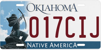 OK license plate 017CIJ
