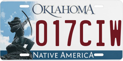 OK license plate 017CIW