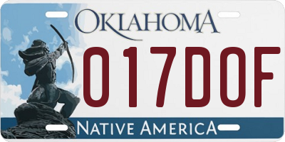 OK license plate 017DOF