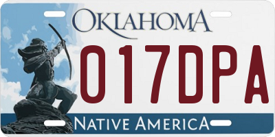 OK license plate 017DPA
