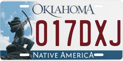 OK license plate 017DXJ