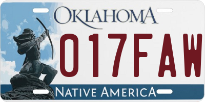 OK license plate 017FAW