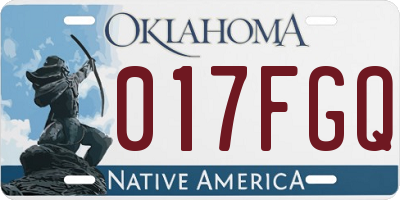OK license plate 017FGQ
