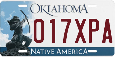 OK license plate 017XPA