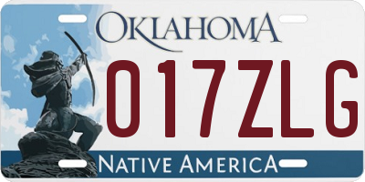 OK license plate 017ZLG