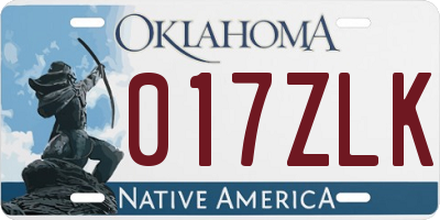 OK license plate 017ZLK