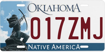 OK license plate 017ZMJ
