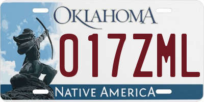 OK license plate 017ZML