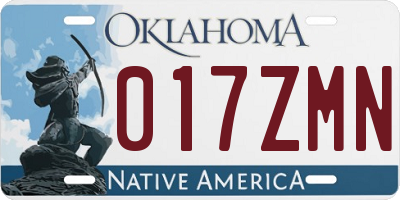 OK license plate 017ZMN