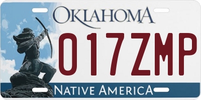 OK license plate 017ZMP