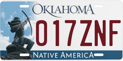 OK license plate 017ZNF