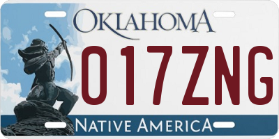 OK license plate 017ZNG