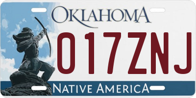OK license plate 017ZNJ