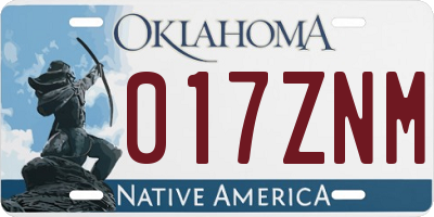 OK license plate 017ZNM