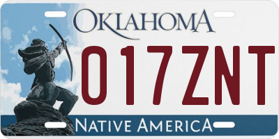 OK license plate 017ZNT