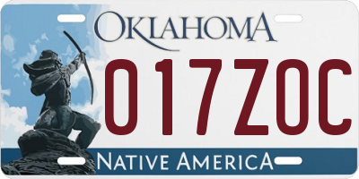 OK license plate 017ZOC