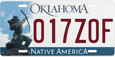 OK license plate 017ZOF
