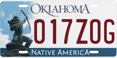 OK license plate 017ZOG