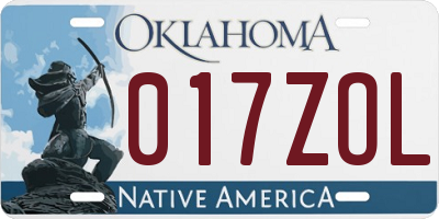 OK license plate 017ZOL