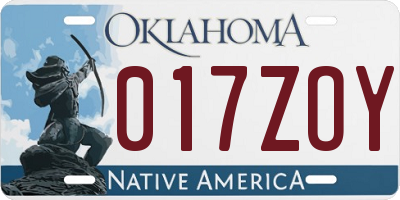 OK license plate 017ZOY