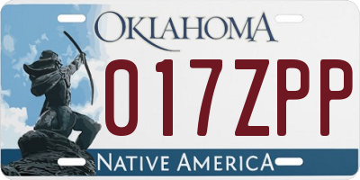 OK license plate 017ZPP