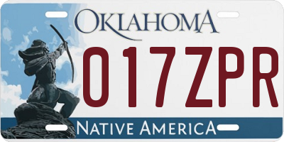 OK license plate 017ZPR