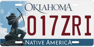 OK license plate 017ZRI