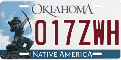 OK license plate 017ZWH