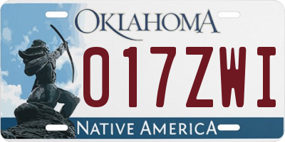 OK license plate 017ZWI