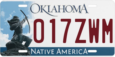 OK license plate 017ZWM