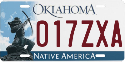 OK license plate 017ZXA