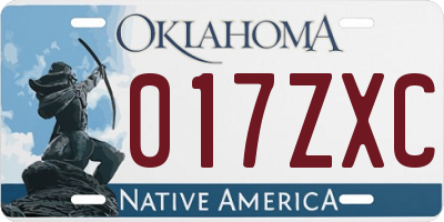 OK license plate 017ZXC