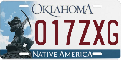 OK license plate 017ZXG