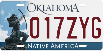OK license plate 017ZYG