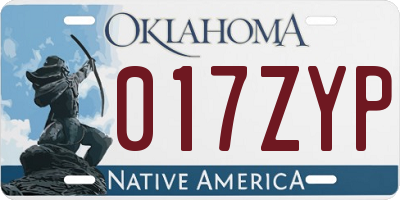 OK license plate 017ZYP