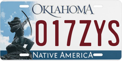 OK license plate 017ZYS