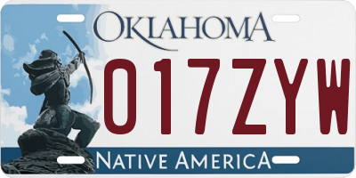 OK license plate 017ZYW