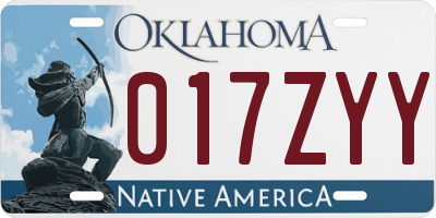 OK license plate 017ZYY