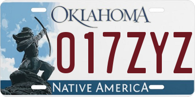 OK license plate 017ZYZ
