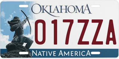 OK license plate 017ZZA