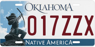 OK license plate 017ZZX