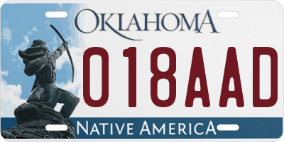 OK license plate 018AAD