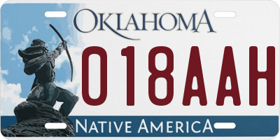 OK license plate 018AAH