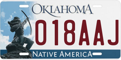OK license plate 018AAJ