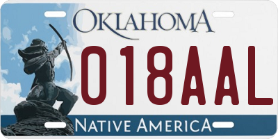 OK license plate 018AAL