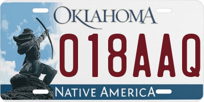 OK license plate 018AAQ