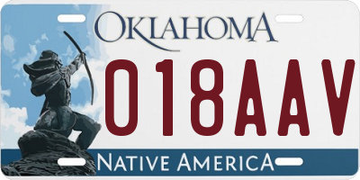 OK license plate 018AAV